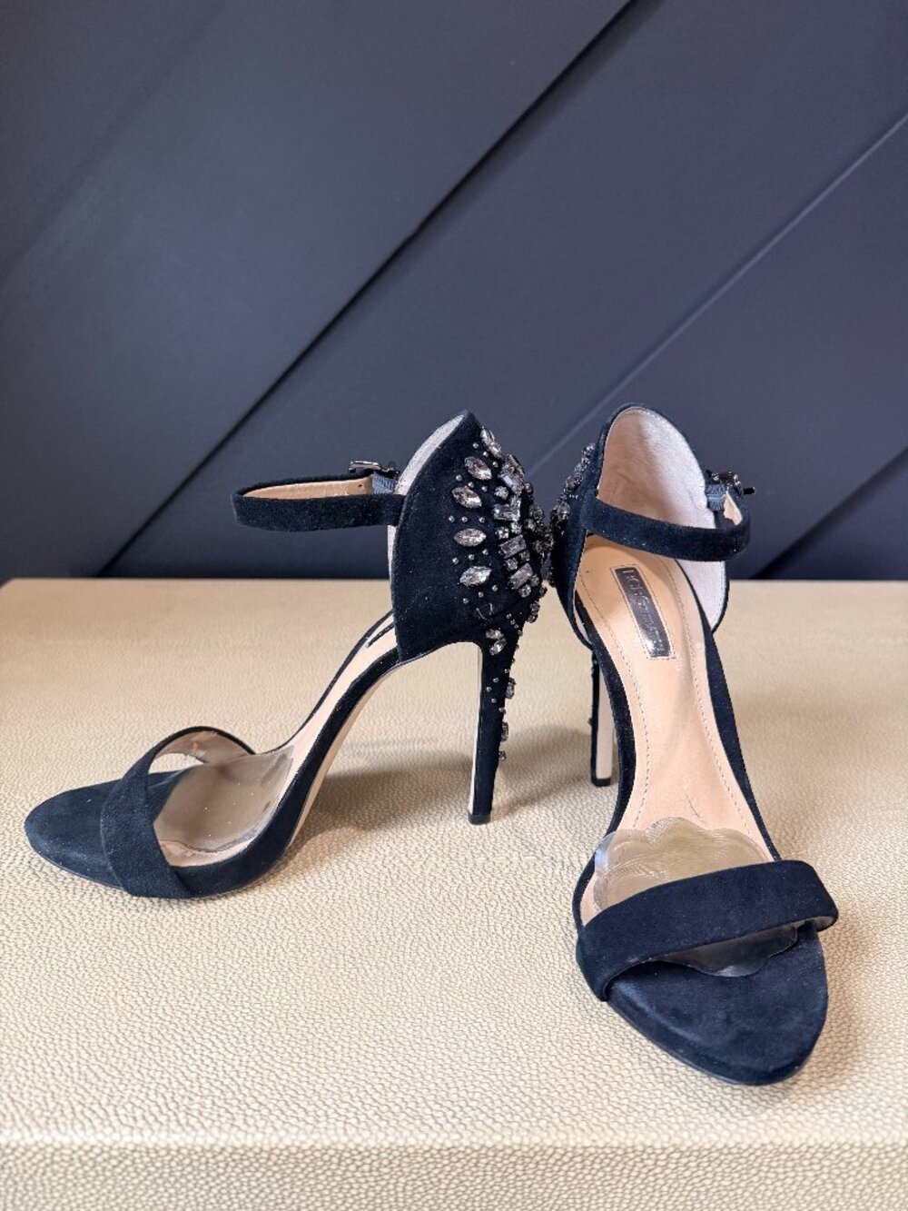 BCBGeneration Black Heels w/ Rhinestone accents Size 7.5